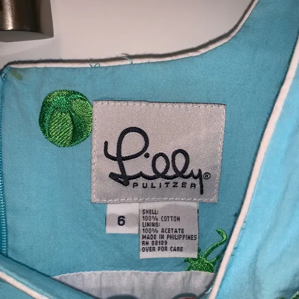 Lilly Pulitzer blue dress with green embroidery - Image 8