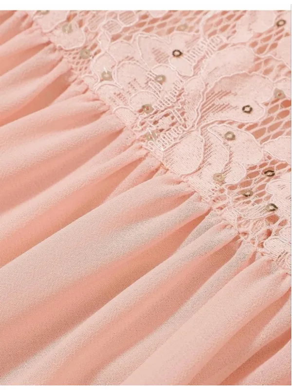 NEW Pink Wedding Guest Cocktail Formal Cape Ruffle Long Maxi Dress XL - Image 9