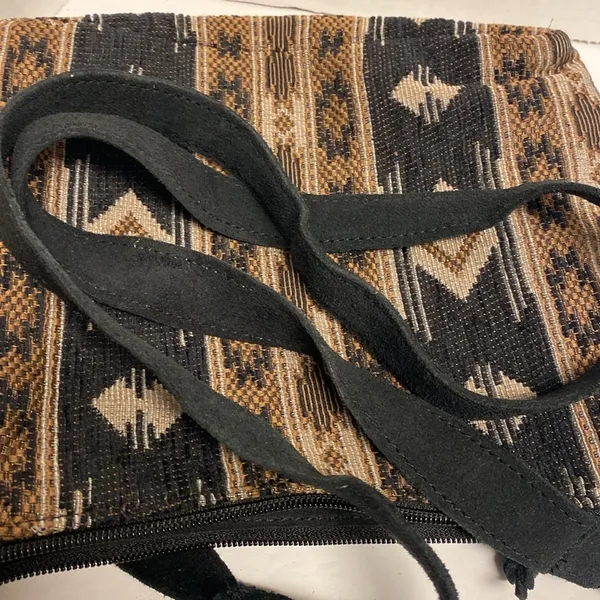 Baja Western Jacquard Boho chic Suede Fringe Crossbody Bag - Image 8