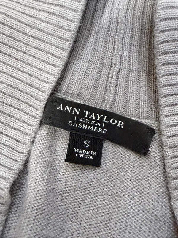 Ann Taylor Women’s 100% Cashmere Pullover Cardigan Sweater in Gray S - Image 8
