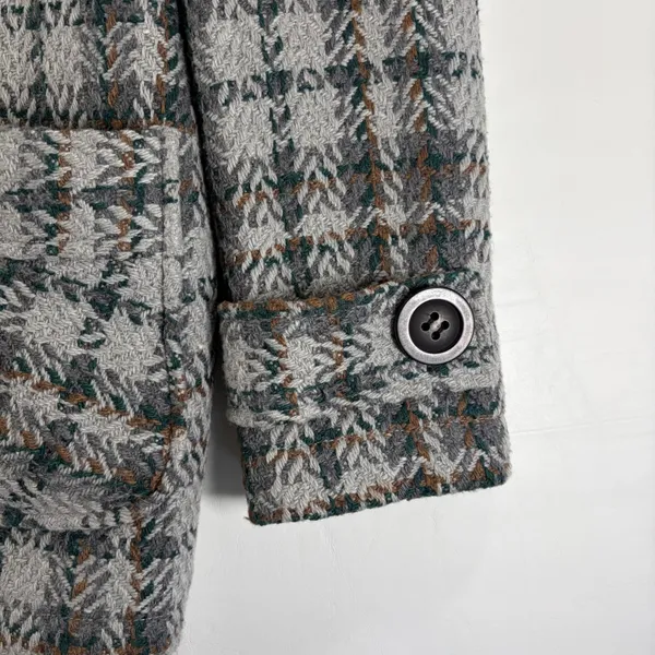 Sashimi Womens Grey Plaid Hooded Wool Blend Pea Coat Jacket Size Medium‎ - Image 9