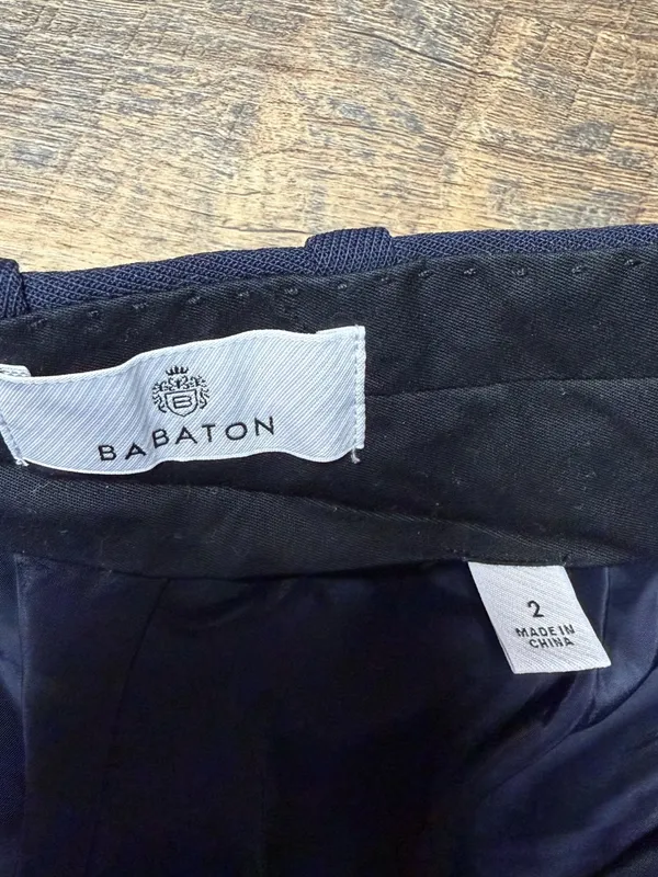 Babaton Agency Pant Wool Blend High Waist Straight Wide Leg Trouser Women 2 Navy - Image 6