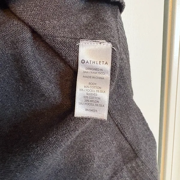 Athleta Highland Crossback Sweater Charcoal Gray Open Back Athleisure Womens S - Image 4