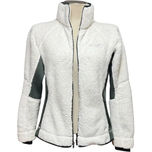 Columbia Sherpa Fleece Jacket Coat White Green Medium - Image 2