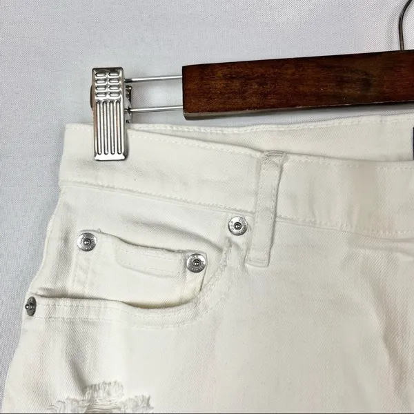 Gap Denim White Distressed Denim Mini‎ Skirt 27 - Image 5