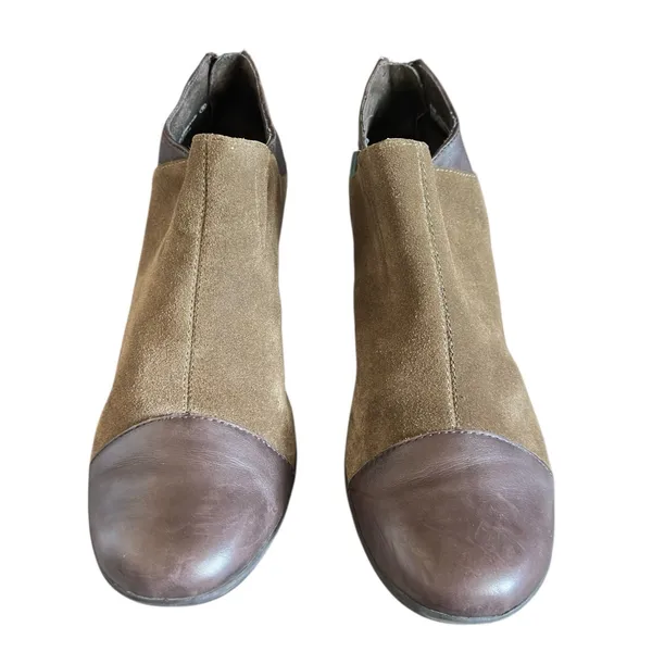 Aerosoles Two-Tone Womens Brown Suede Leather‎ Block Heel Ankle Boots Chic - Image 5