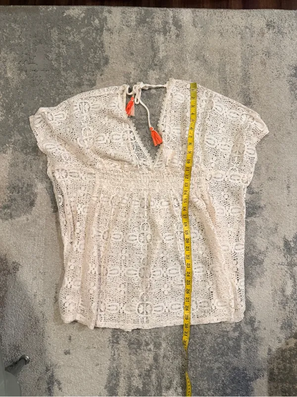 Xhilaration Cream Crochet Lace V-Neck Coverup - Image 5