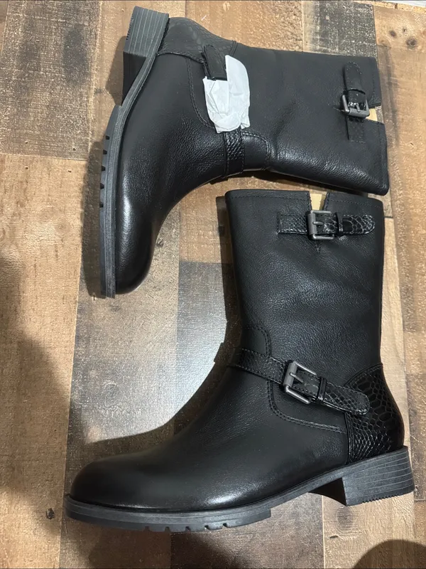 Naturalizer moto boots mid calf black leather 9 wide Genna - Image 2