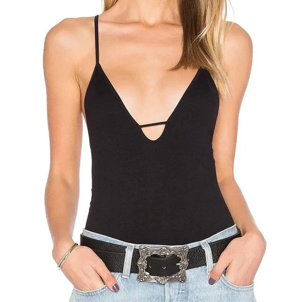 Free People Move Along Black Bodysuit Size M/ L - Image 3