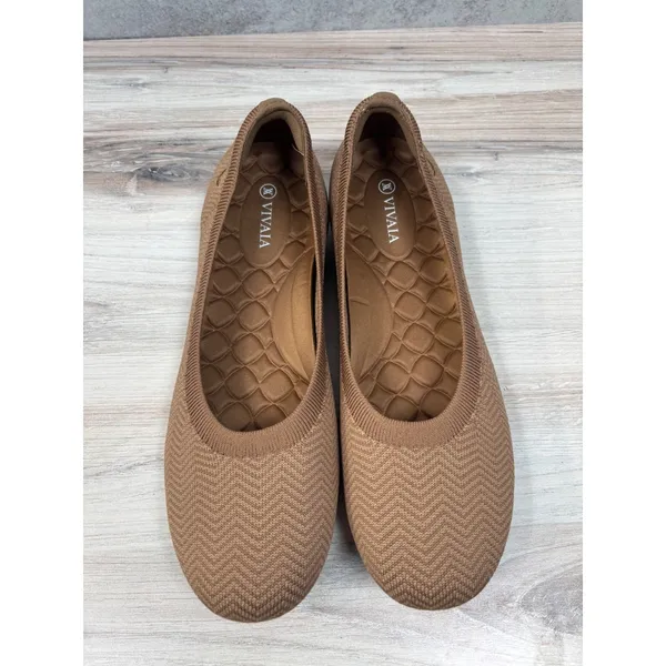 VIVAIA Claire Round Toe Flats NEW Size 43 US 11 Knit Chevron Slip On - Image 3