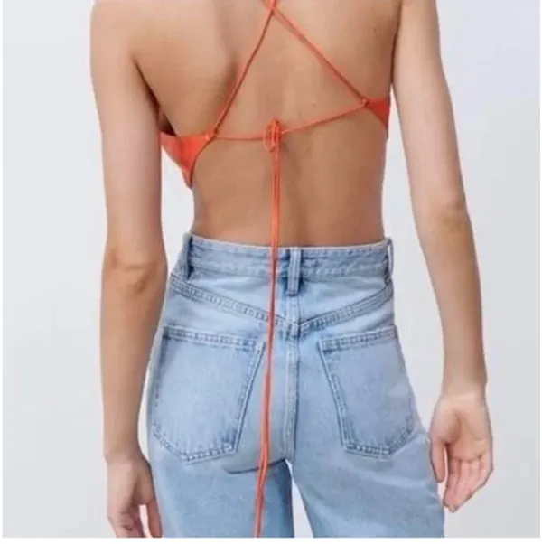 ZARA Orange Backless Top - Image 2