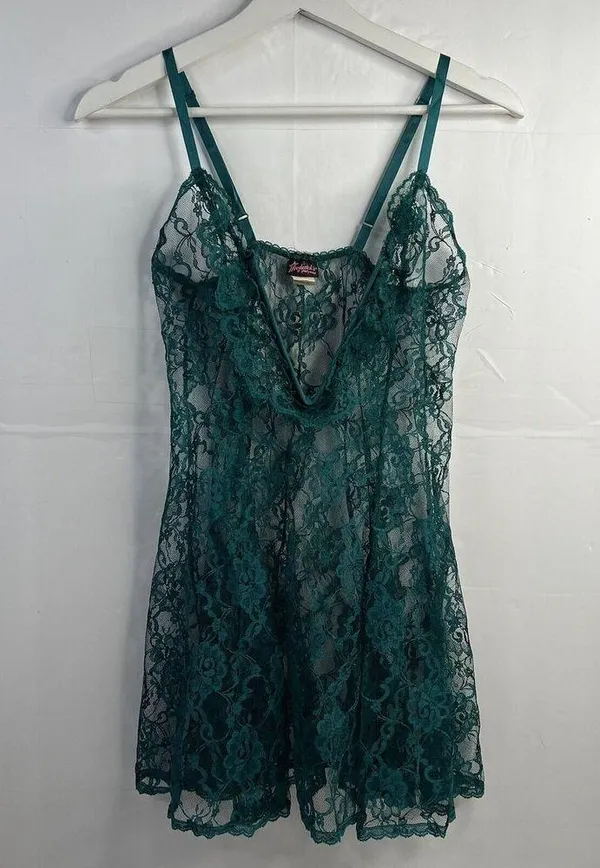 Vtg Fredericks Of Hollywood M Lace Babydoll Nightie Dress Sheer Structure V-neck - Image 2