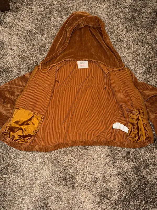 Corduroy Hooded Zip Jacket Size Medium - Image 5