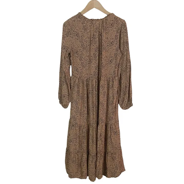 Old Navy Animal Print Tiered Midi Swing Dress Size XS Tan and Black - Image 3