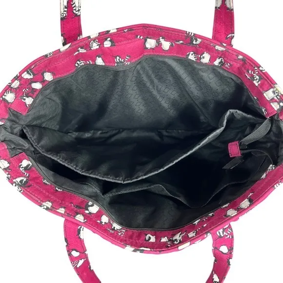 Vera Bradley‎ Quilted Playful Penguins Turnlock Tote Bag Crimson Red Retired - Image 5