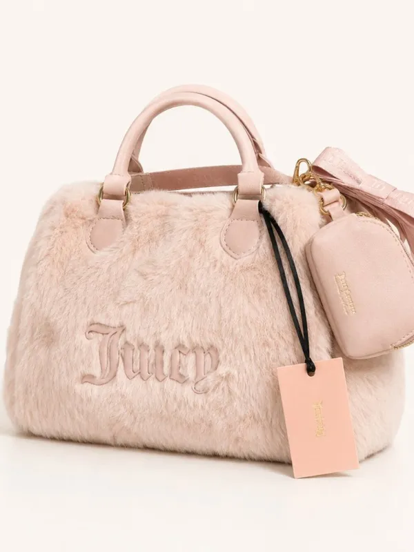 Juicy Couture Semi Charmed Faux Fur Mini Satchel Crossbody Blush NWT - Image 6