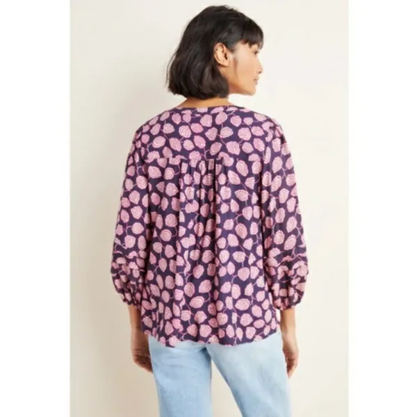 NWT Womens Size Small Maeve by Anthropologie Cathy Pleated V-Neck Blouse In Plum - Image 3