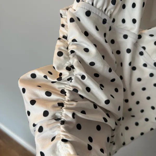 SHEIN Polka Dot Ruched Plunge Top  - Image 3