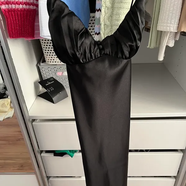 ZARA Black Satin Sleek Camisole Slip Dress - Image 8