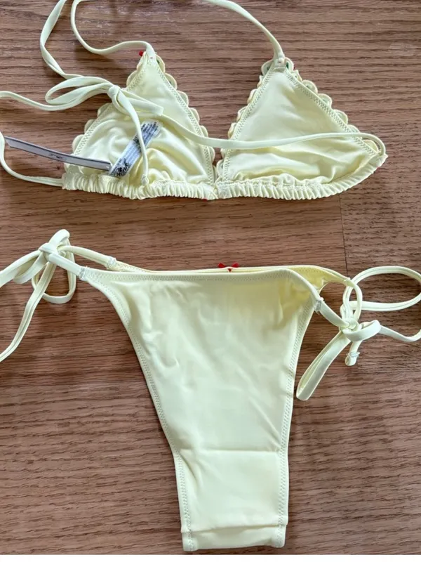Frankie's Bikinis Pale Yellow Triangle Bikini - Image 2