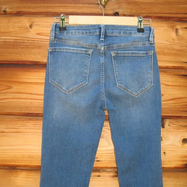 Free People Straight High Waist Frayed Hem Jeans - Image 9
