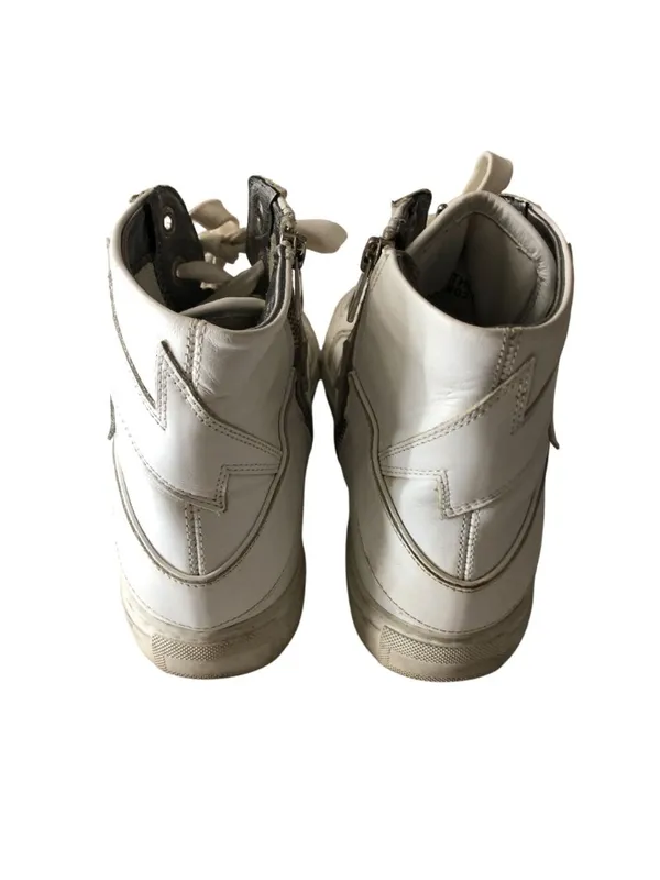 Zadig & Voltaire ZV1747 Flash High-Top Sneakers White Leather Lightning Bolt 40 - Image 6