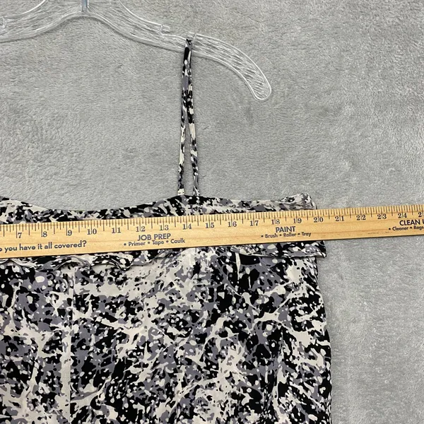 Porridge Top Womens Large Ruffle Silk Camisole‎ Pollock Abstract Black Tank - Image 5