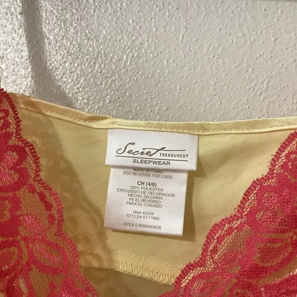 Secret Treasures Y2K Babydoll Slip Small Yellow 2000s Coquette Feminine‎ Romantic Dainty Lace - Image 3