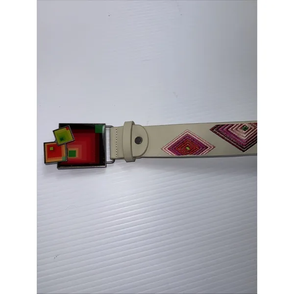 Unique Desigual Authentic White‎ Brightly Embroidered Belt Boho - Image 12