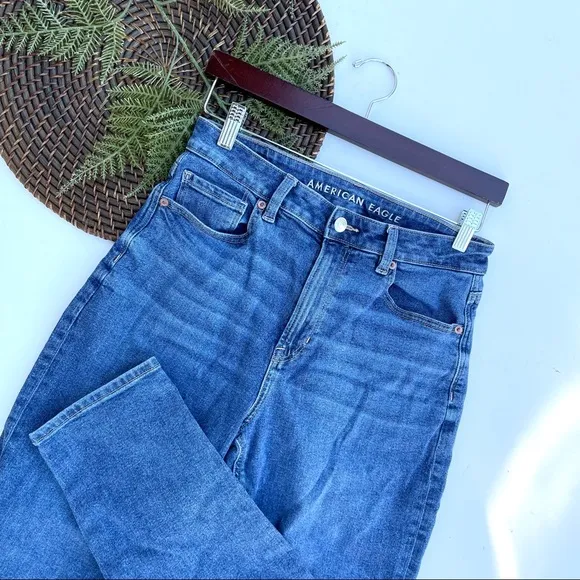 Jeans Mom Denim Stretch Blue 5 Pocket Size 8 American Eagle Women’s - Image 2