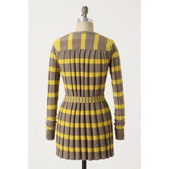 Anthropologie MAPLE Silk Switching Lanes Belted Cardigan Sweater‎ Pleated Large - Image 6