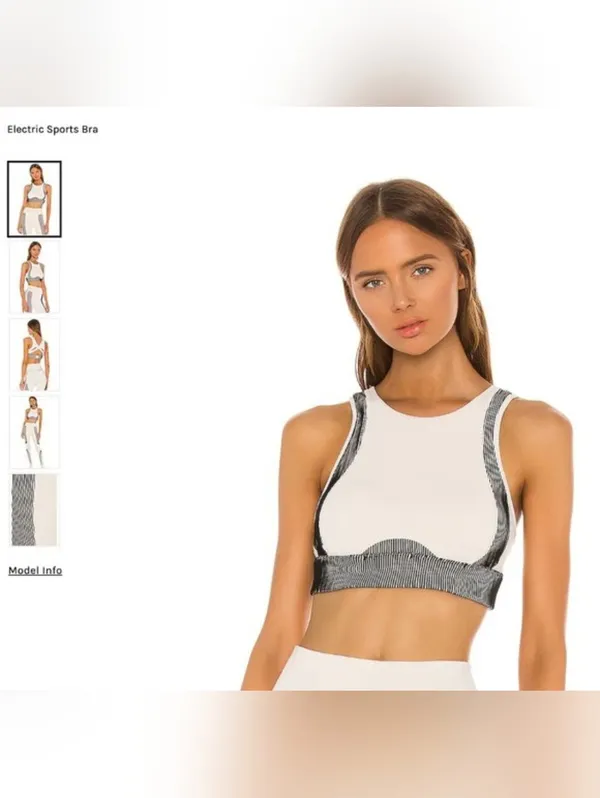 Alo Yoga Electric High Neck Sports Bra Bone Cream Black Ribbed Size XS - Image 2