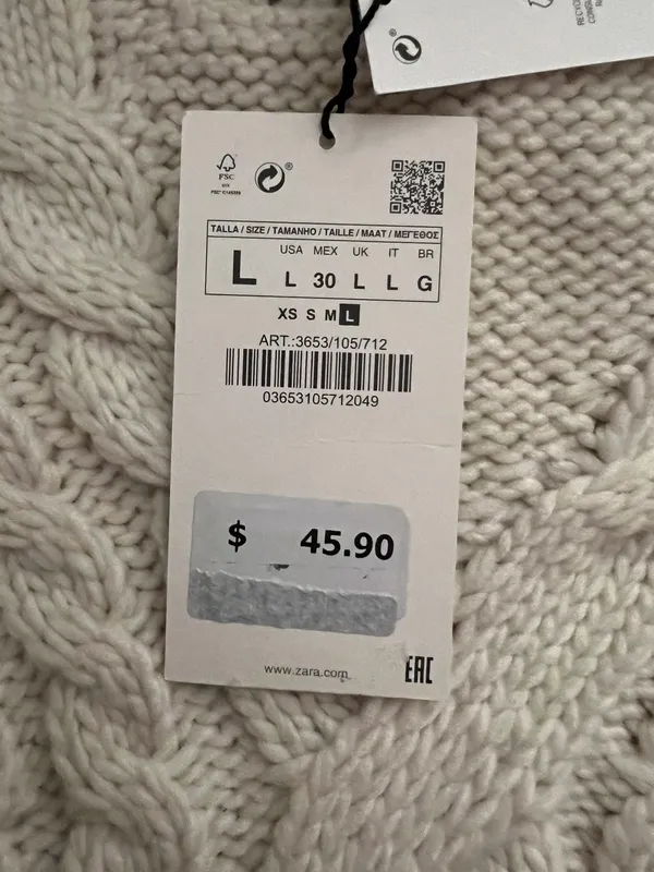 ZARA Creme Cableknit Sweater - Image 2