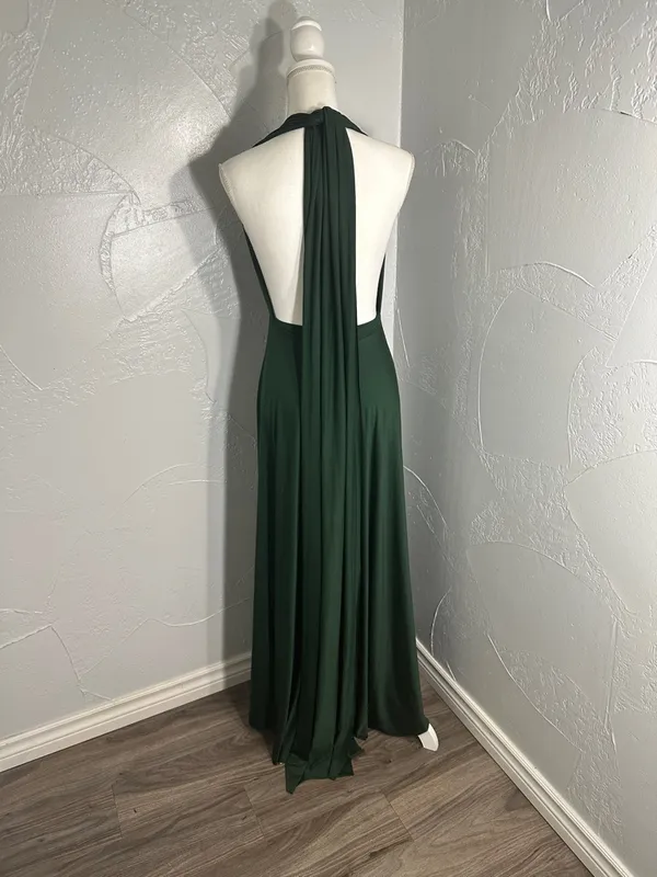 Backless Halter Maxi Dress in Emerald Green Size undefined - Image 6