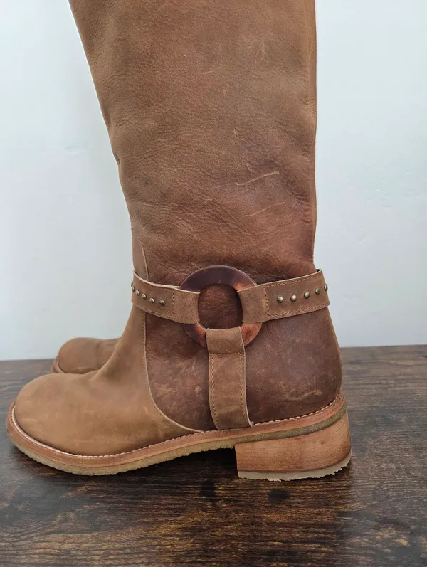 NEW Giorgia Galassi Tall Riding Boots Harness Leather Boho Equestrian Hippie 12 - Image 3