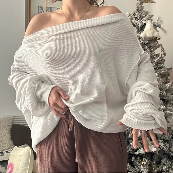 FREE PEOPLE Ribbed Oversized Top M - Image 2