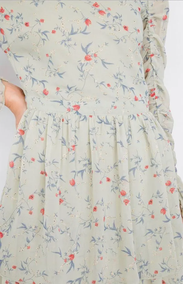 Everly Mint Floral Maxi Dress - Image 5