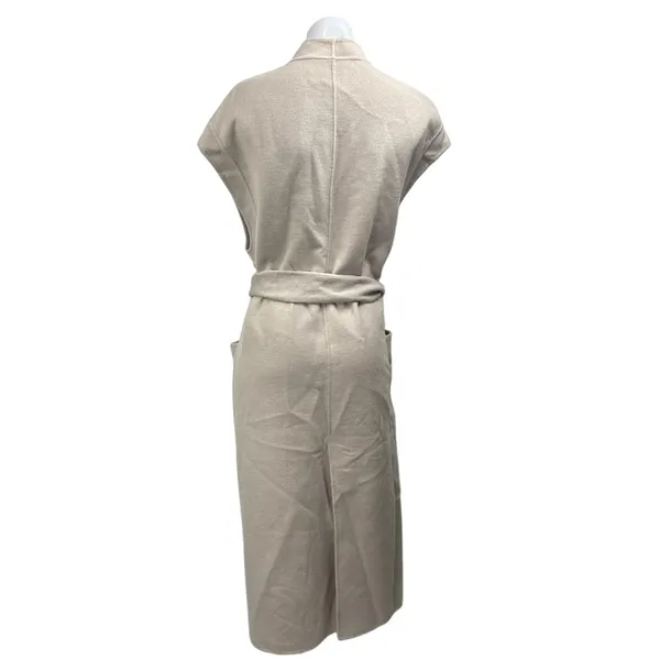 Zara Women's Beige Sleeveless Belted Pocket Long Trench Coat Jacket Size M/L - Image 2
