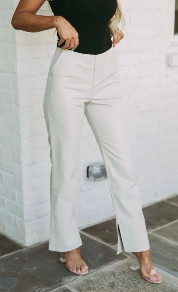 These Three Boutique Beige Leather Pants - Image 3