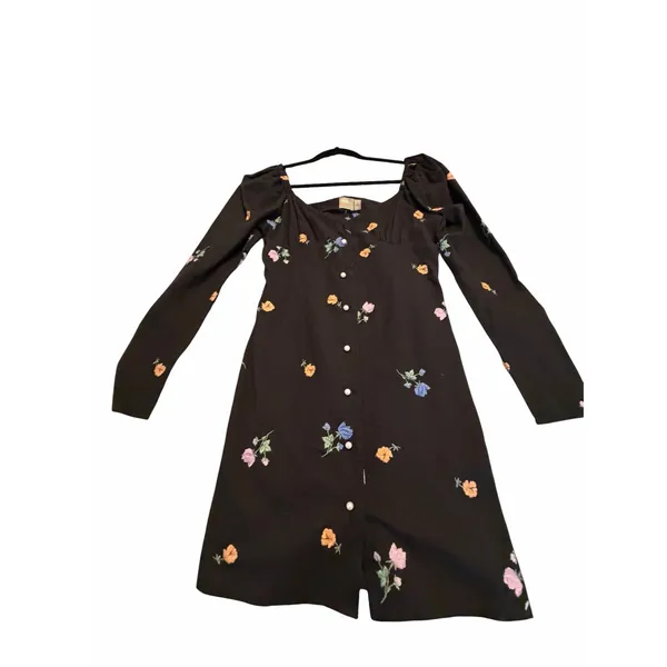 ASOS Black Floral Embroidered Dress - Size 4 - Image 4