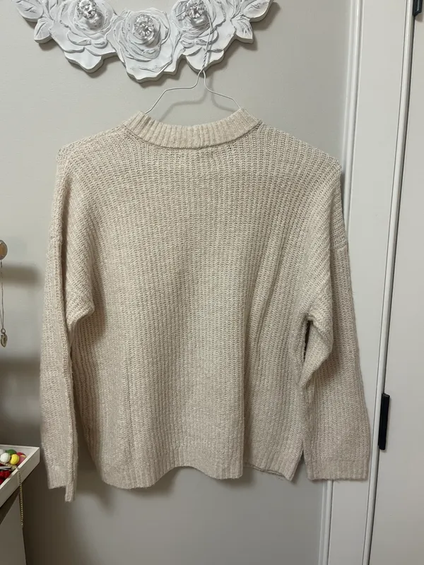 American Eagle Outfitters Cream Knit Sweater - Image 3