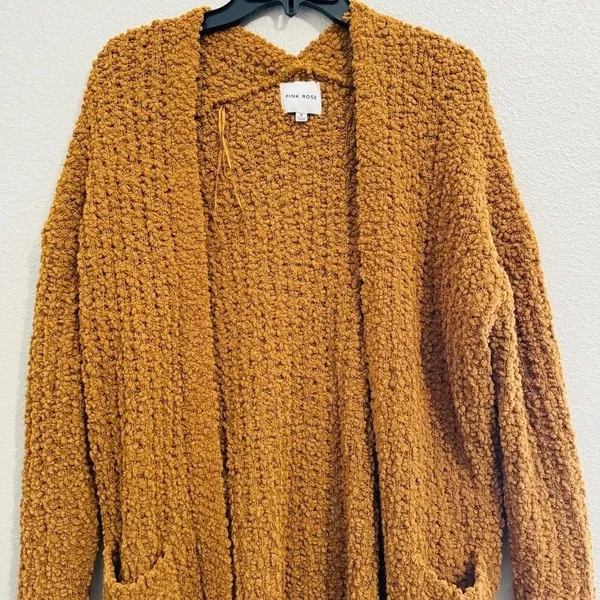 Pink Rose Rusty Orange Sherpa Soft Open Cardigan Size Medium‎ - Image 2