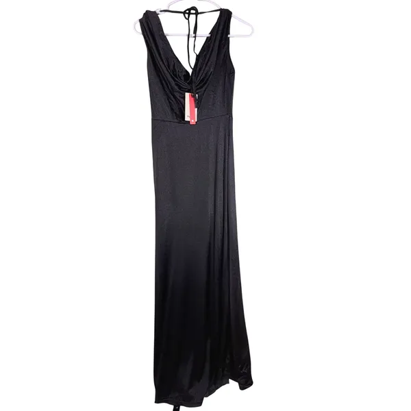 NWT Popilush Shapewear Maxi‎ Dress Cowl Neck Built-In Bra Black Small - Image 7