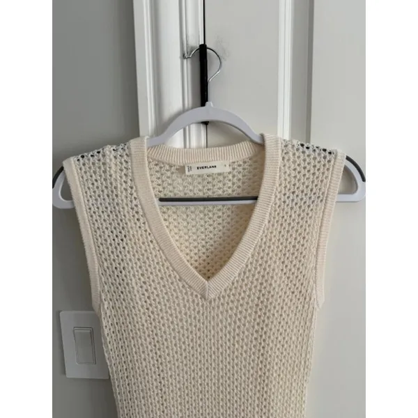 Everlane NWOT Lace Knit Maxi Sweater Dress W/Slip Bone Small Organic Cotton - Image 7