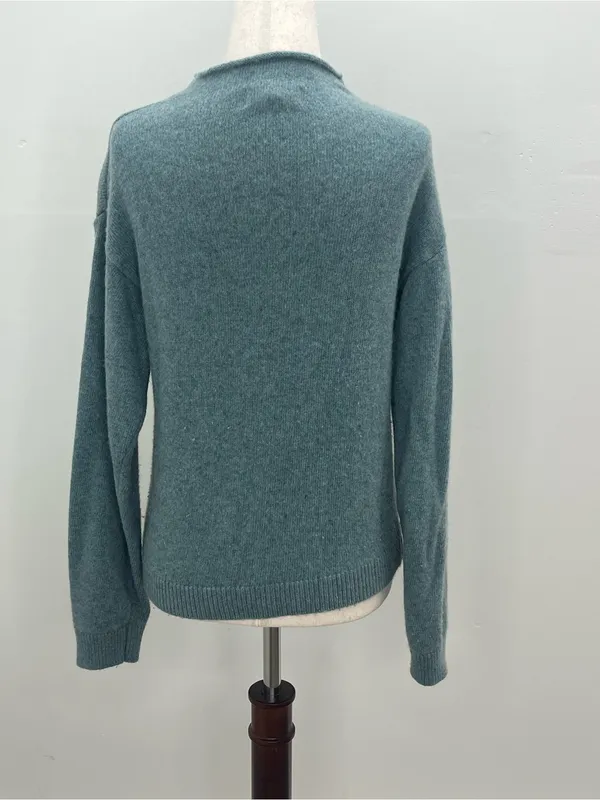 Bianco & Blu Womens Blue Green Made In Italy Wool Blend Mock Neck Sweater Medium - Image 5