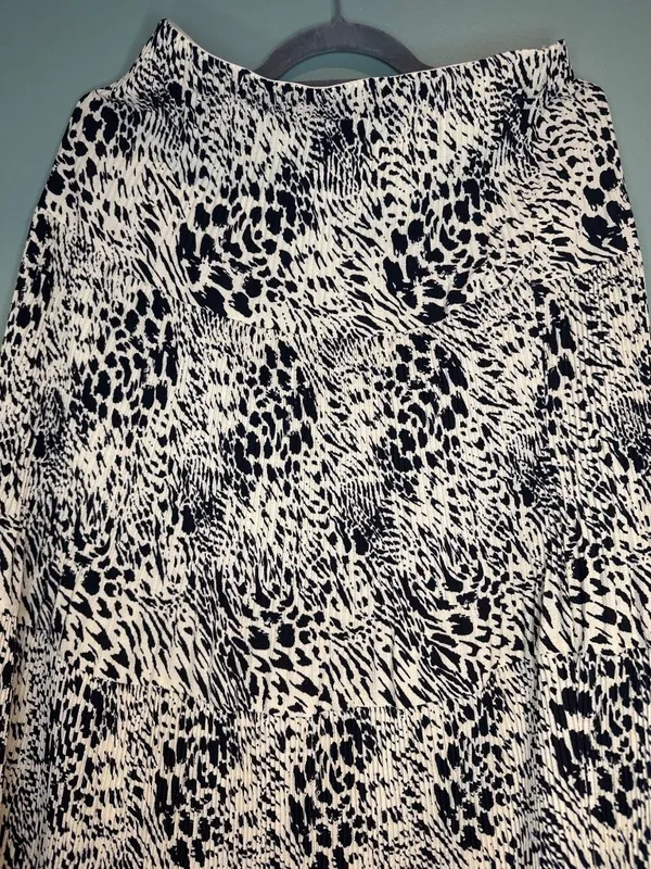 Womens XL Alice Blue Animal Print Midi Skirt Leopard Zebra Ruffle Boho - Image 3