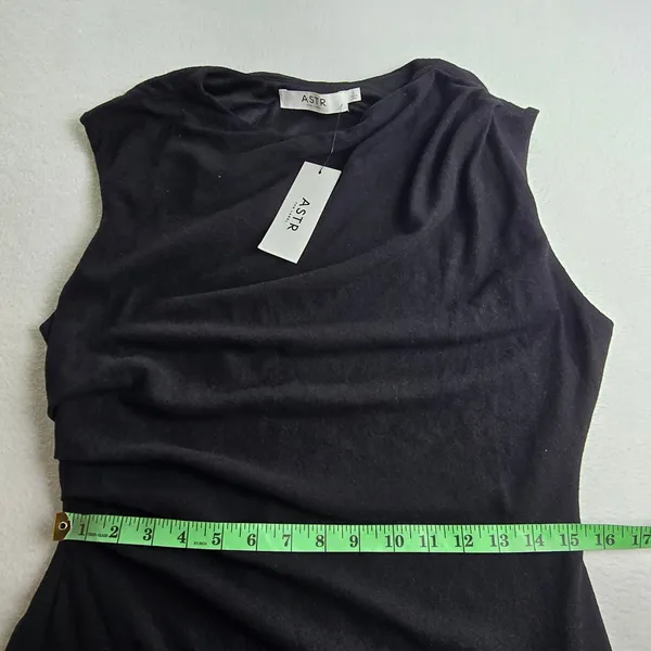 ASTR The Label NWT -747 Drape Sleeveless Midi Dress‎ Black Ruched Womens Large - Image 8