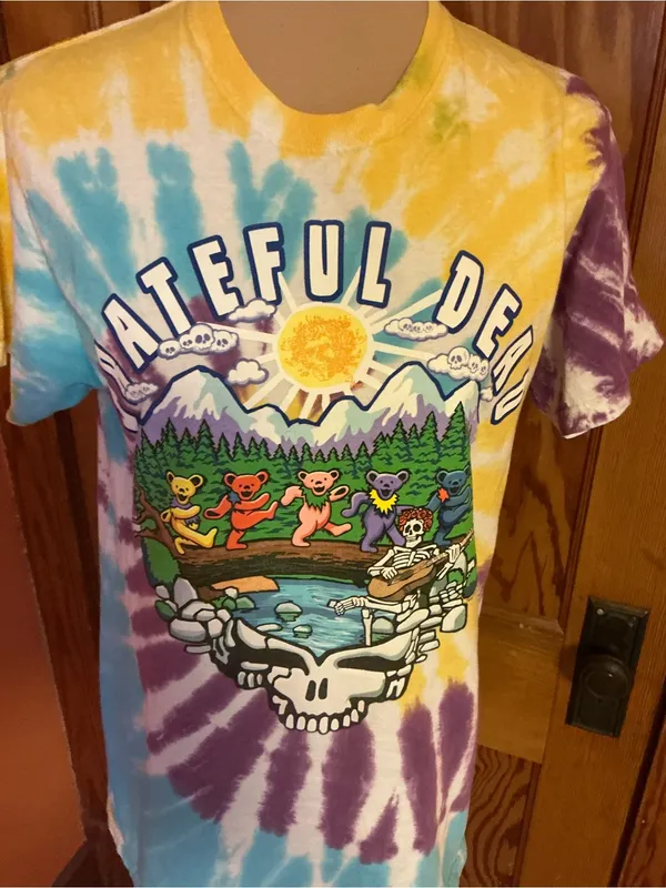 Grateful Dead Tie Dye Dancing Bears Skeleton Graphic Tee Shirt Size Medium - Image 5