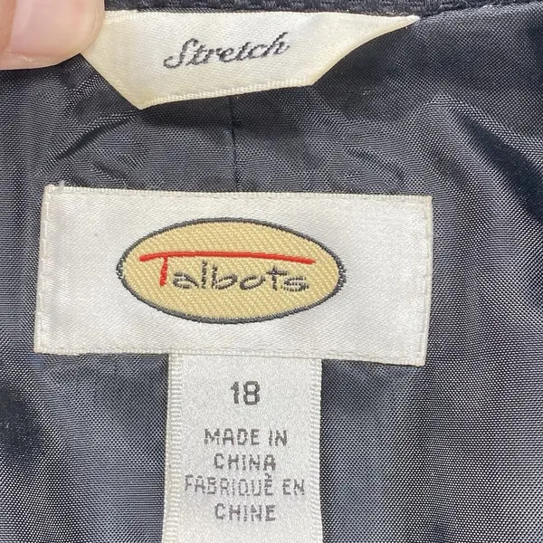 Talbots blazer jacket womens 18 black‎ 100% wool zip front collared - Image 4
