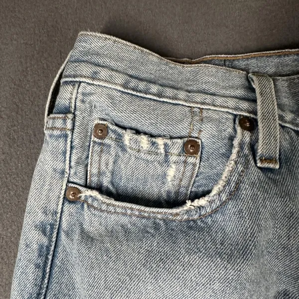 Levis 501 Skinny Jeans Womens 28 Premium Light Button Fly High Rise Distressed - Image 3